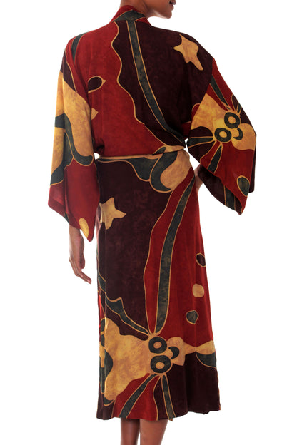 NOVICA Coral Reefs Women's Batik Patterned Robe | GreaterGood