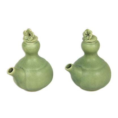 Happy Frangipani Ceramic Oil And Vinegar Set (Pair)