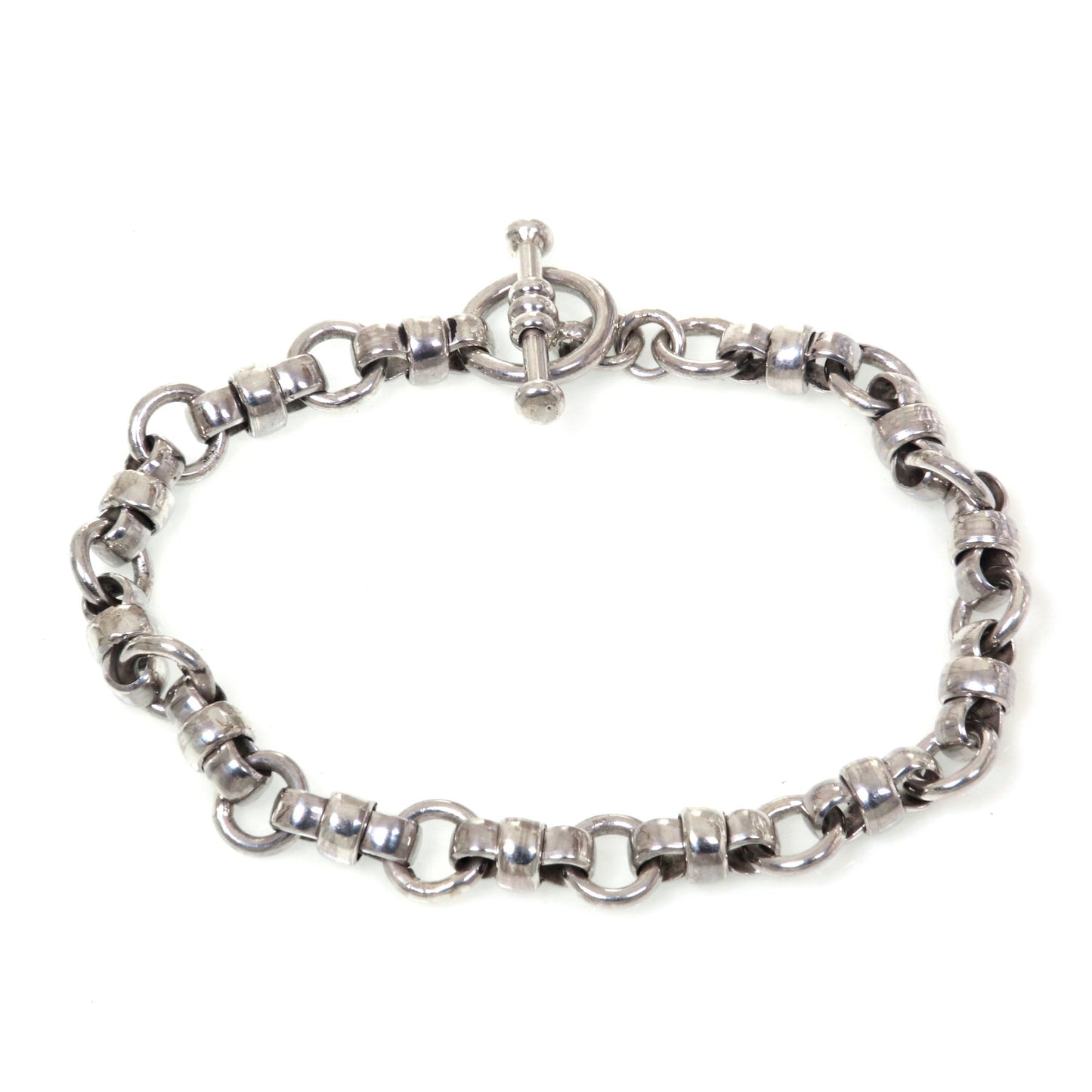 Eight Motif Sterling Silver Link Bracelet