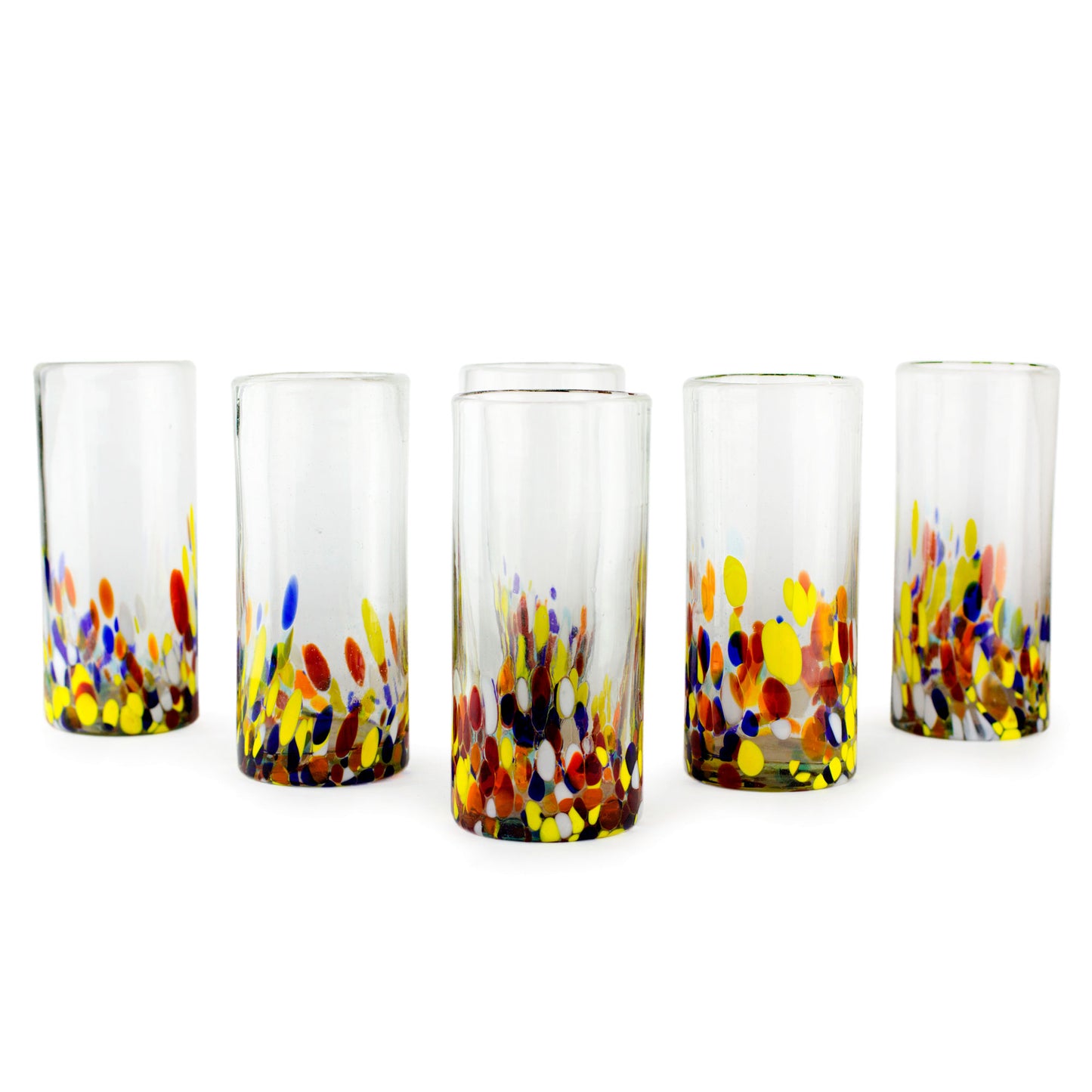 Confetti Colorful Handblown Glass Highball Cocktail (Set of 6)