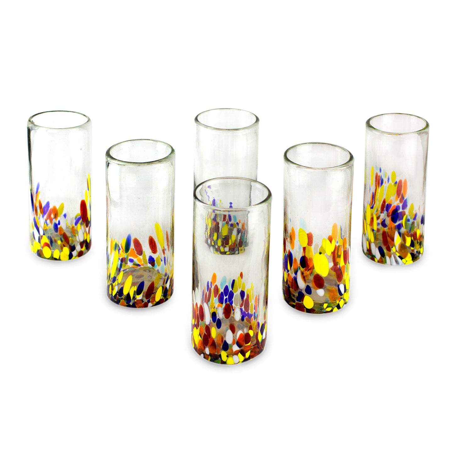 Confetti Colorful Handblown Glass Highball Cocktail (Set of 6)