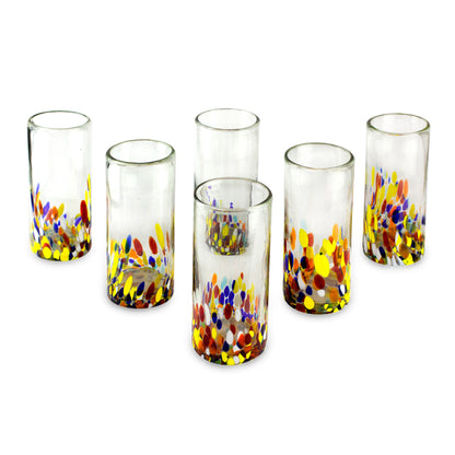 Confetti Colorful Handblown Glass Highball Cocktail (Set of 6)