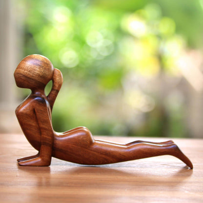 Cobra Yoga Pose Suar Wood Meditation Sculpture