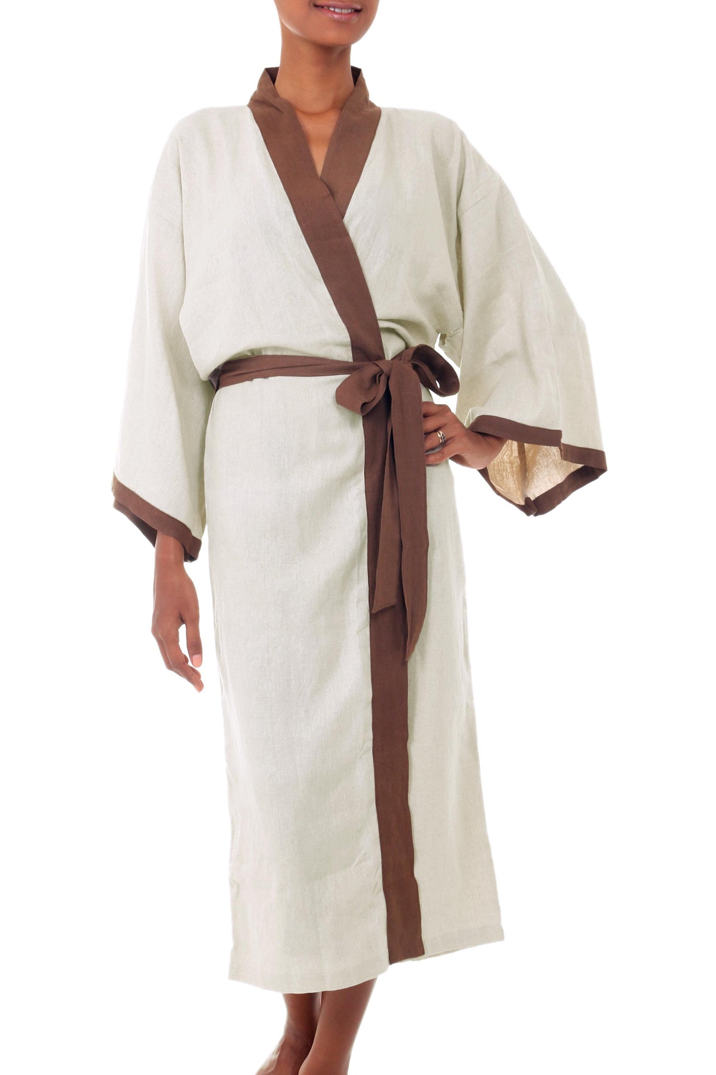 Fly Away in Brown Women's Ivory Robe