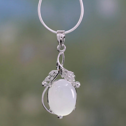 Moon Goddess Charm Chalcedony Necklace Sterling Silver Artisan Jewelry