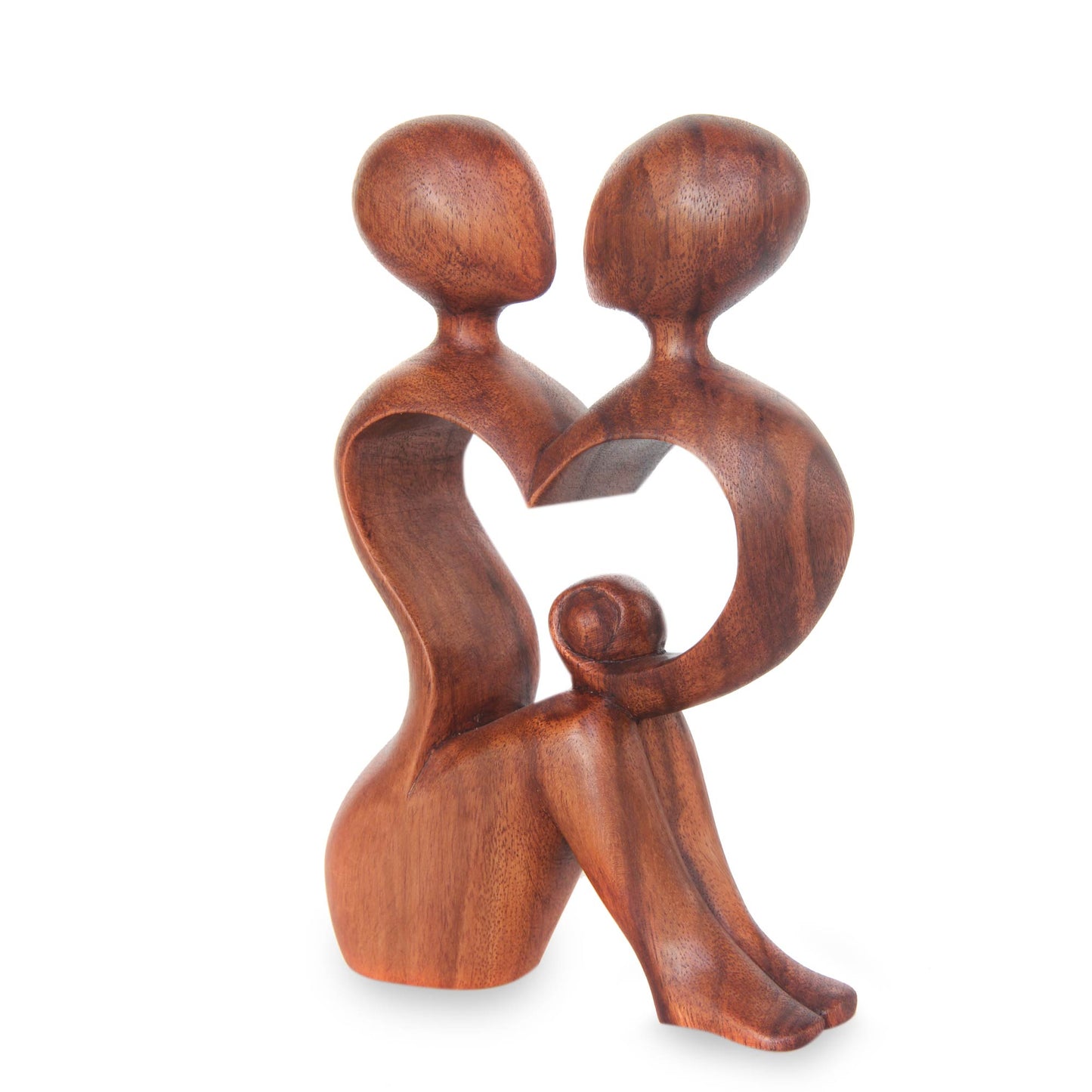 A Heart Shared by Two Romantic Wood Sculpture