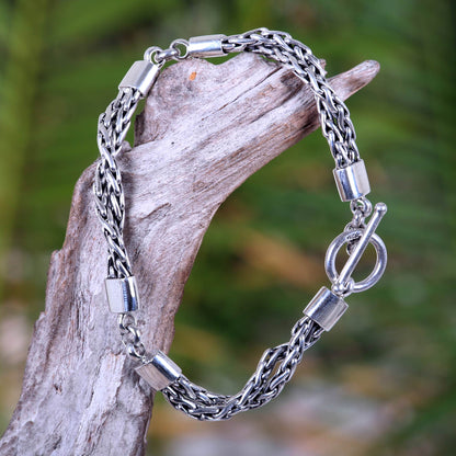 Cosmic Paths Sterling Silver Chain Bracelet