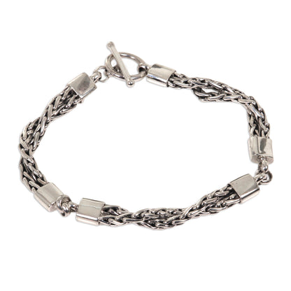 Cosmic Paths Sterling Silver Chain Bracelet