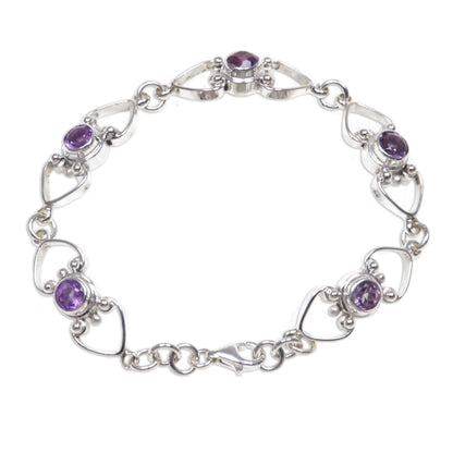 Contentment Amethyst Heart Link Bracelet