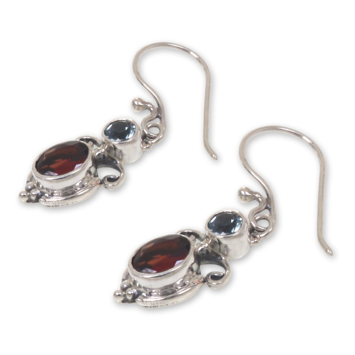 Fire and Ice Multi-Gem Garnet Dangle Earrings