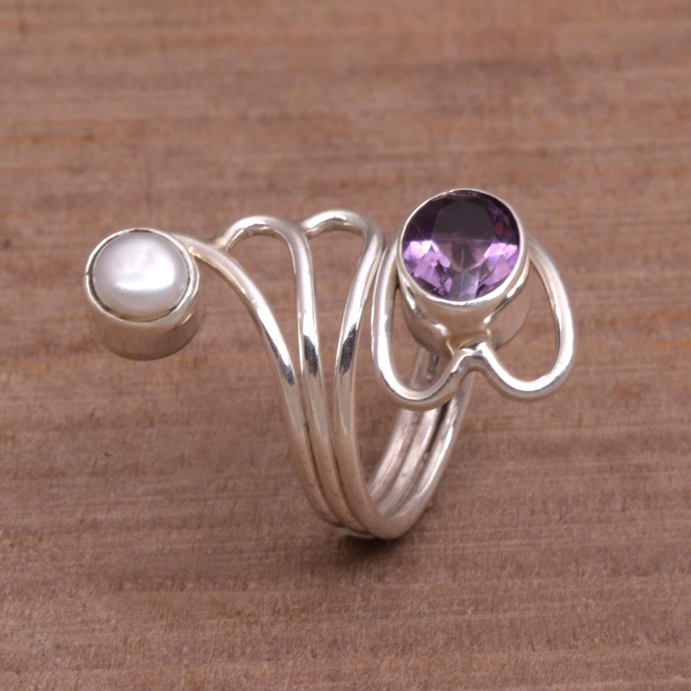 Pure in Heart Amethyst and Pearl Ring