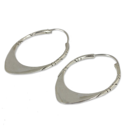 Silver Boomerang Sterling Silver Oval Earrings