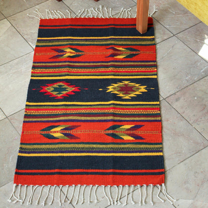 Swift Arrows Unique Geometric Wool Area Rug from Mexico (2x3)