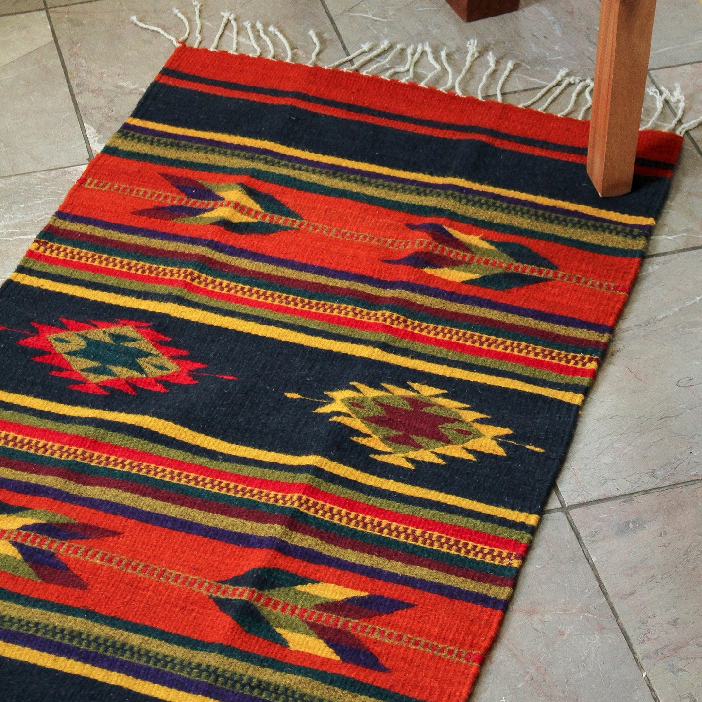 Swift Arrows Unique Geometric Wool Area Rug from Mexico (2x3)