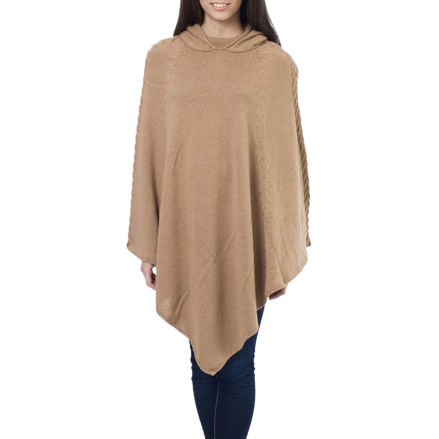 Tan Riding Hood Alpaca Blend Poncho