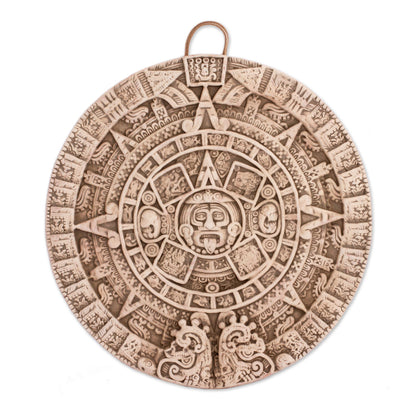 Aztec Sun Stone in White Ceramic plaque