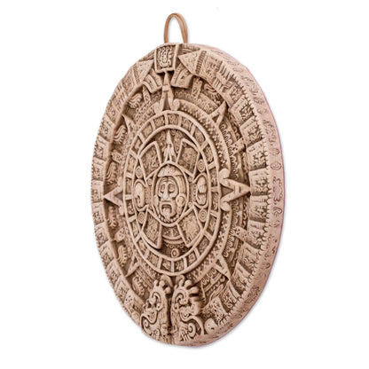 Aztec Sun Stone in White Ceramic plaque