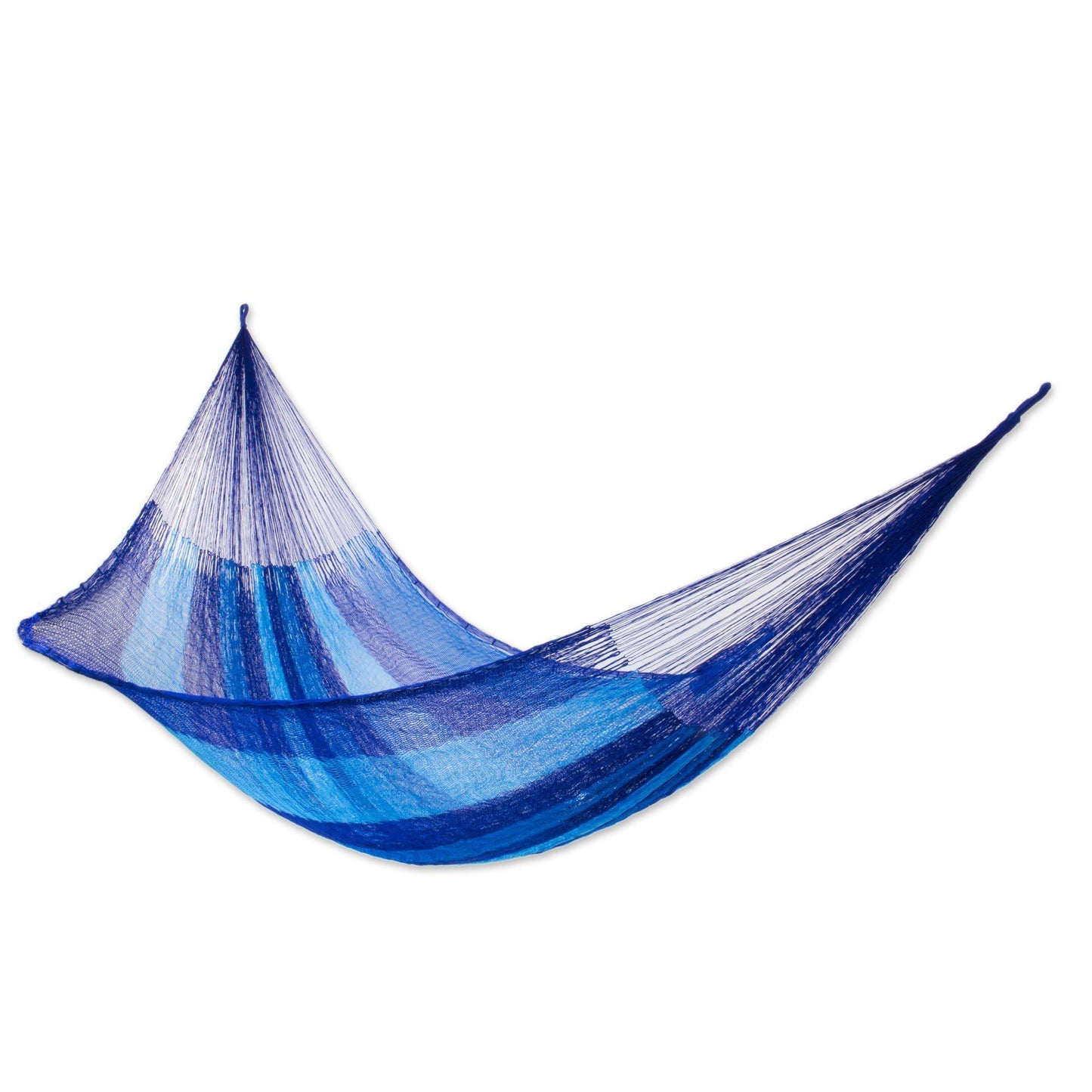 Blue Caribbean Hand Woven Mayan Rope 2 Person Hammock