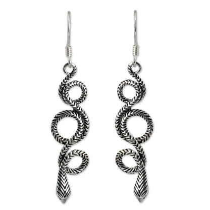 Infinity Serpent Silver Snake Dangle Earrings