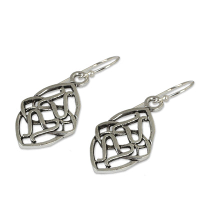 Gordian Knot Hand Crafted Sterling Silver Dangle Earrings from Thailand