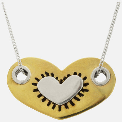 El Corazon Habla Sterling & Brass 18 Inch Necklace