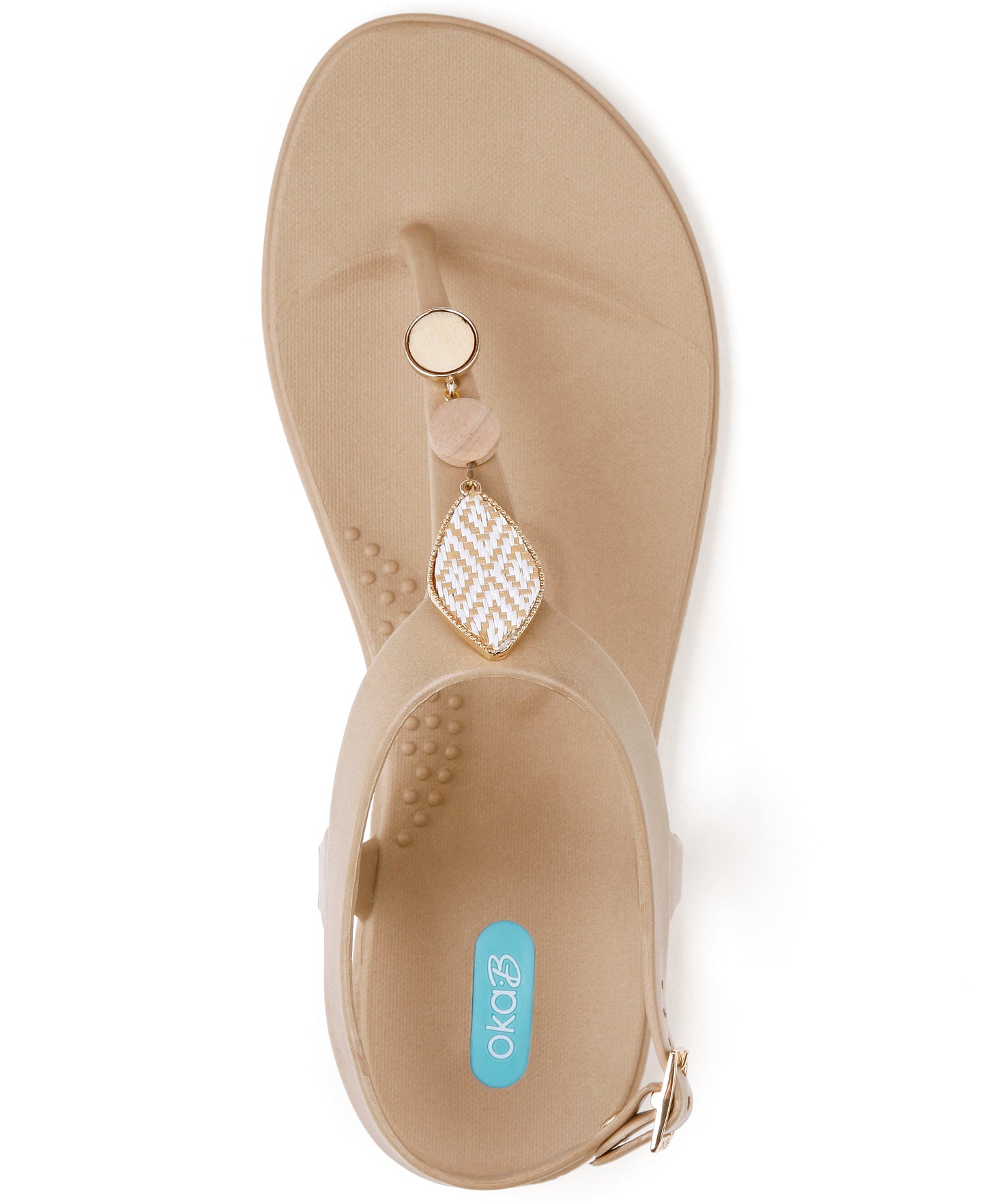 Oka-B Carin Women's Signature Supportive Sandal featuring Eco-Chic Rattan & Wood Charms