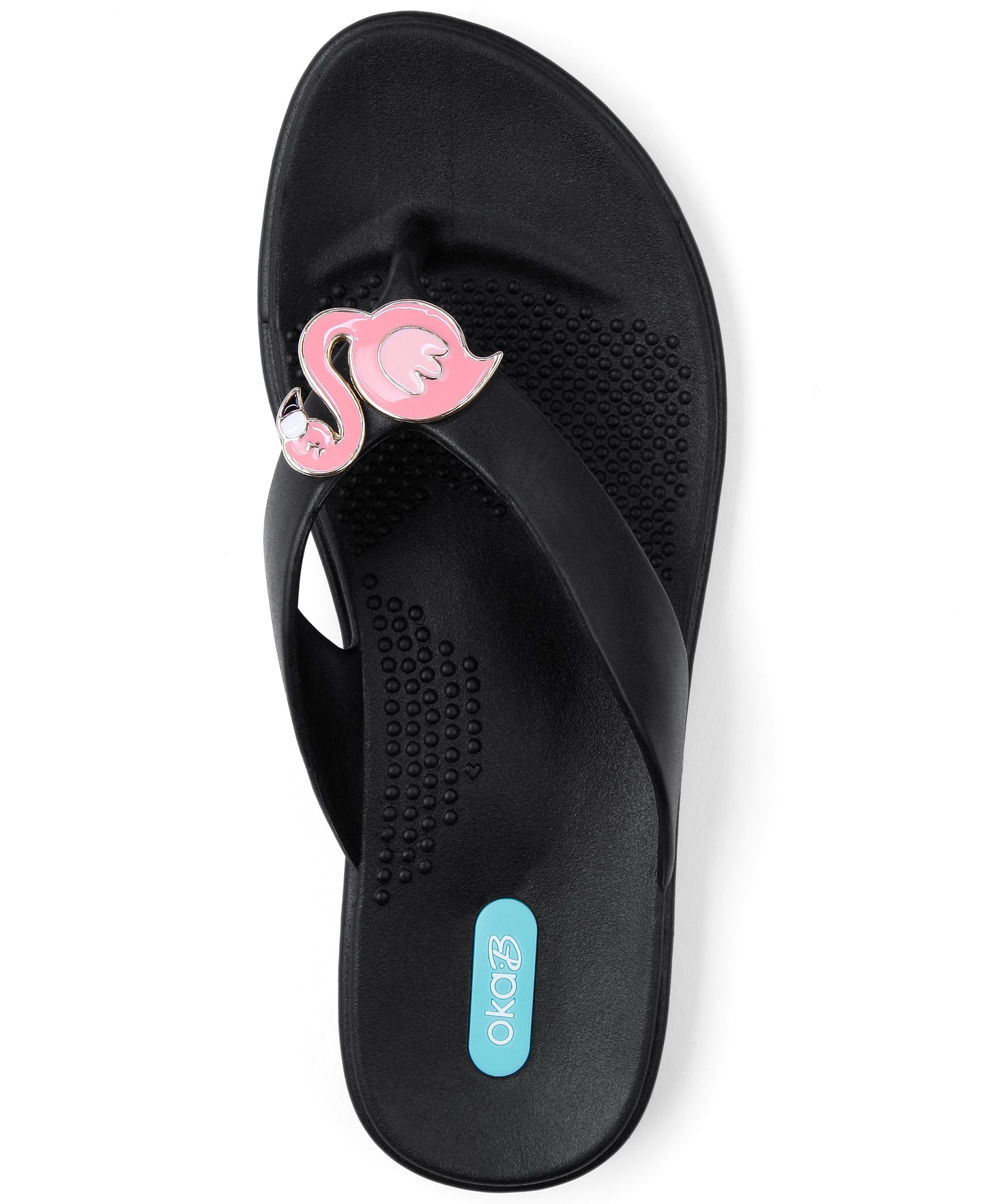 Oka-B Farrah Women's Flip Flops with Pink Flamingo Pendants