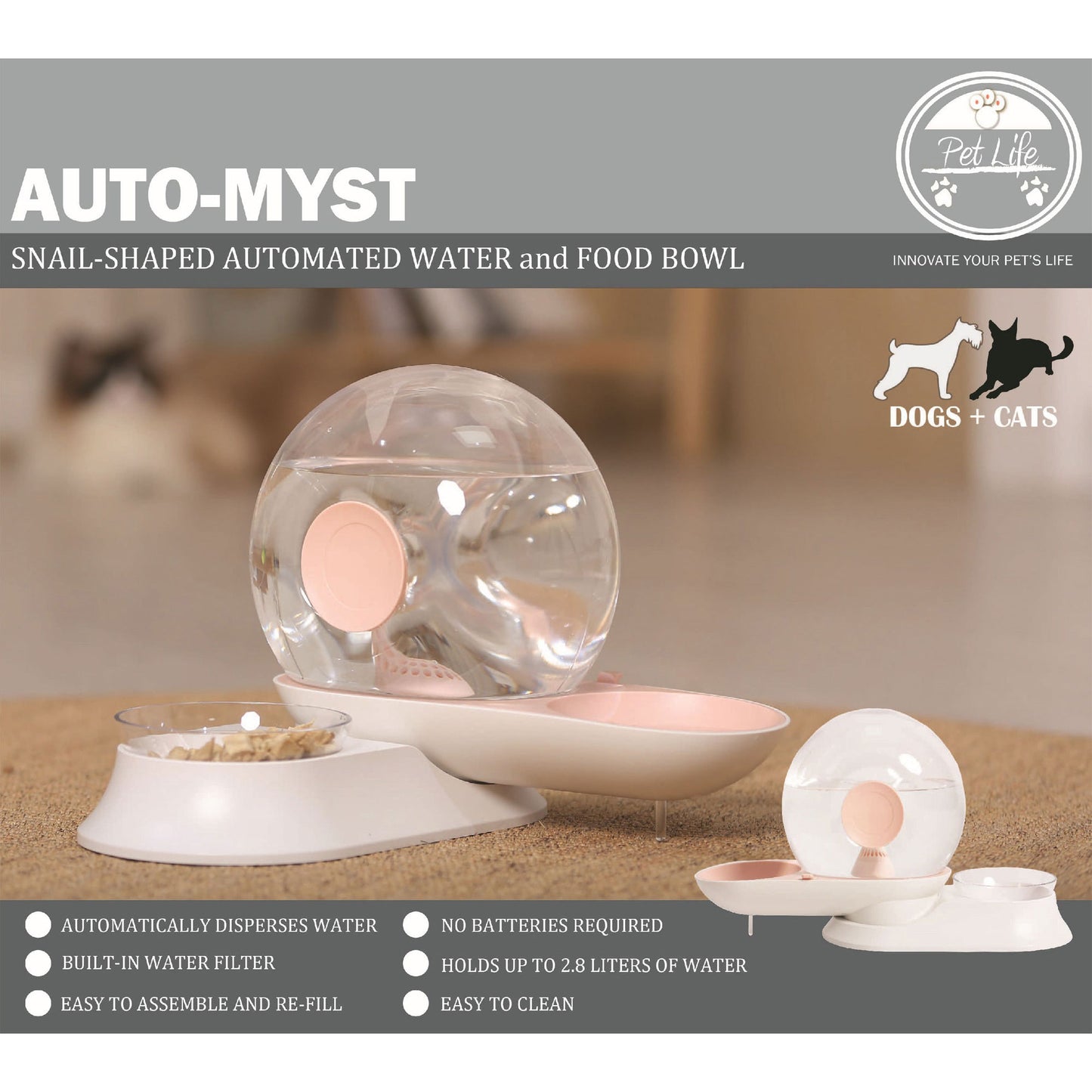 Pet Life&reg; Auto-Myst Water & Food Bowl