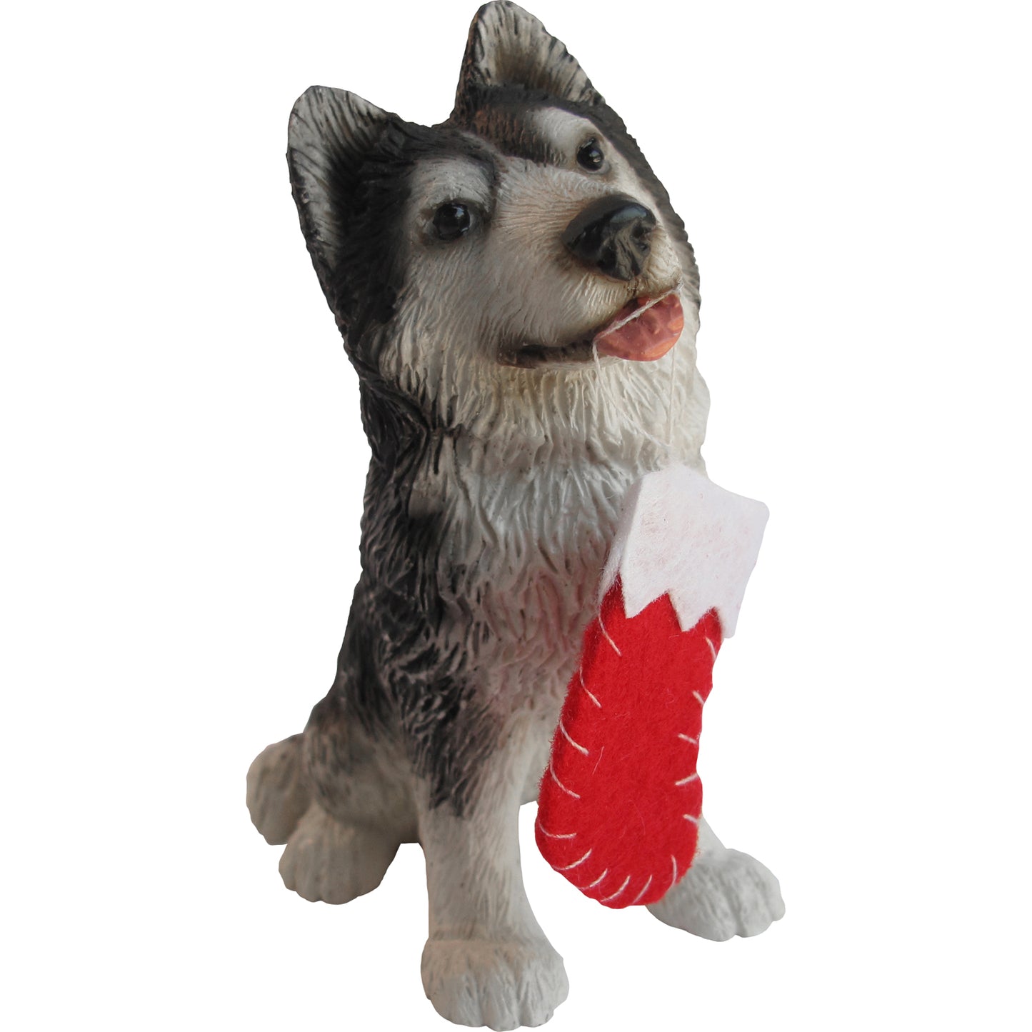 Sitting Gray Siberian Husky Christmas Ornament