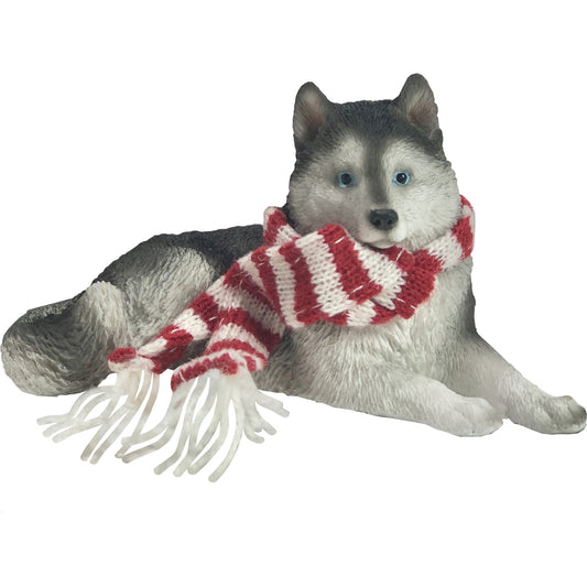 Playful Siberian Husky Christmas Ornament