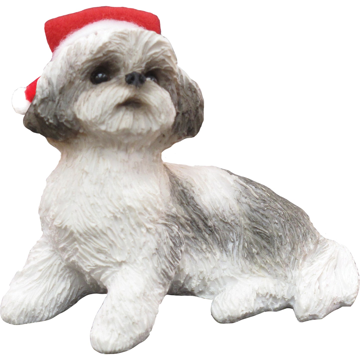 Sitting Silver & White Shih Tzu Christmas Ornament