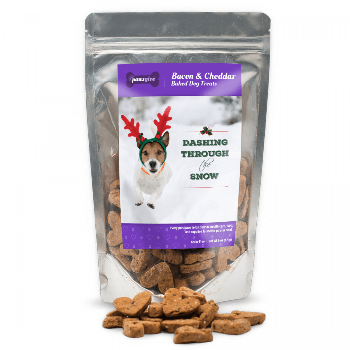 PawsGive - Christmas Crunchy Bacon & Cheese Dog Treats