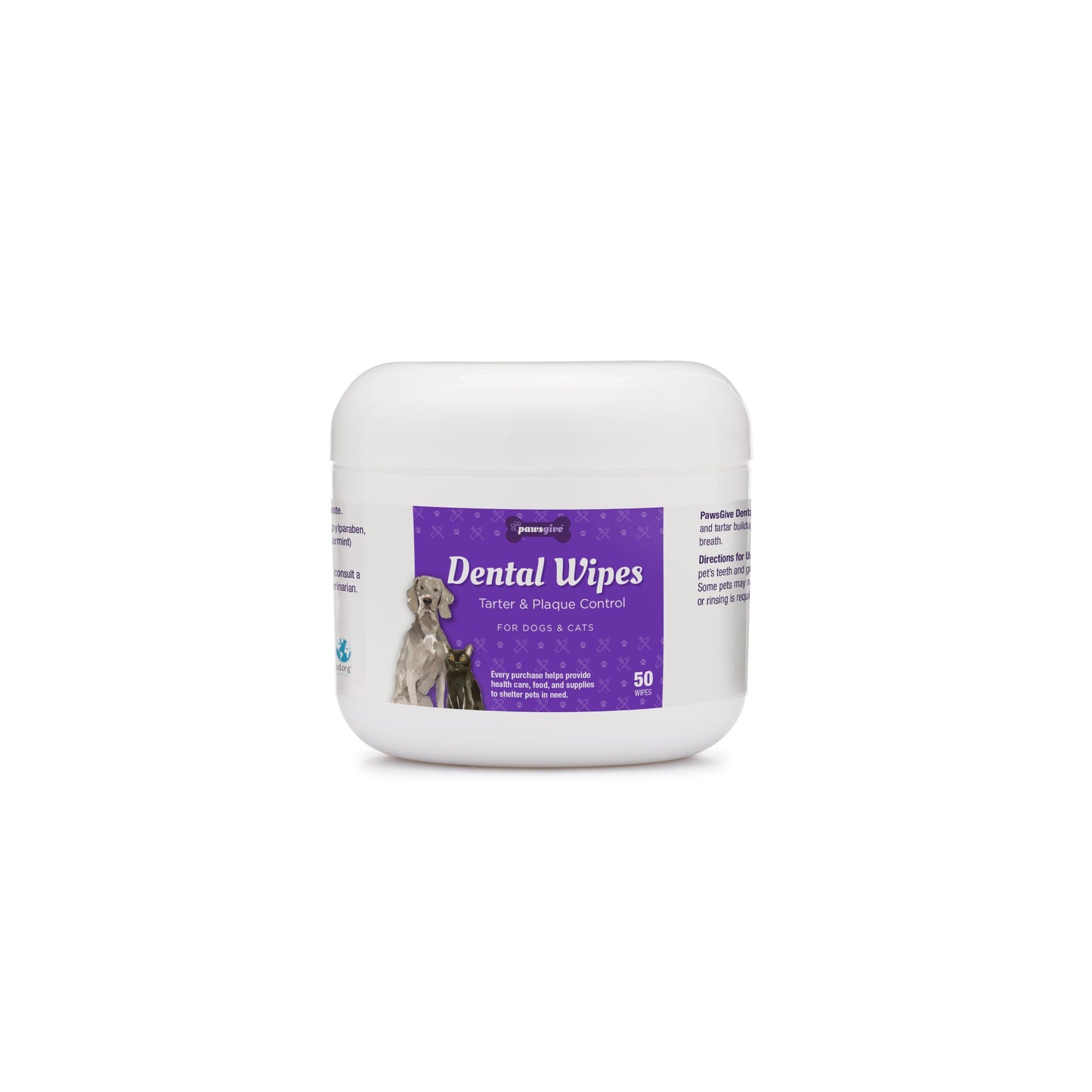 PawsGive - PawsGive Dental Wipes For Dogs To Reduce Tartar, Plaque And Bad Breath, 50 Wipes