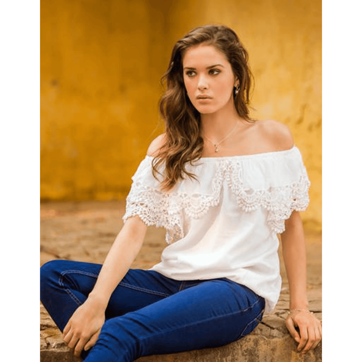 NOVICA - Handcrafted White Cotton & Lace Blouse