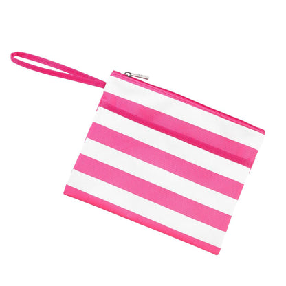 Hot Pink Stripe Zip Pouch Wristlet