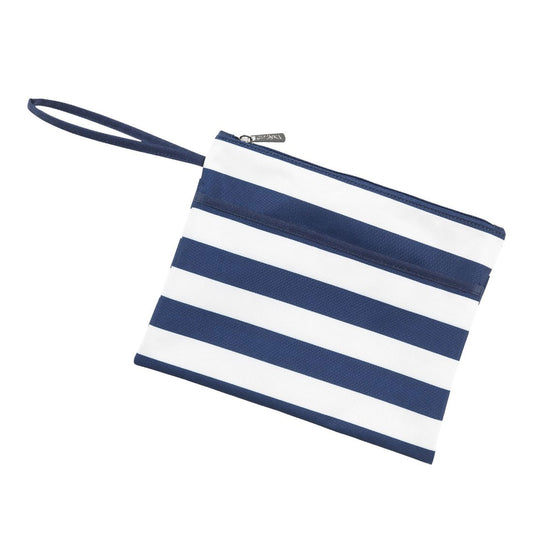 Navy Stripe Zip Pouch Wristlet
