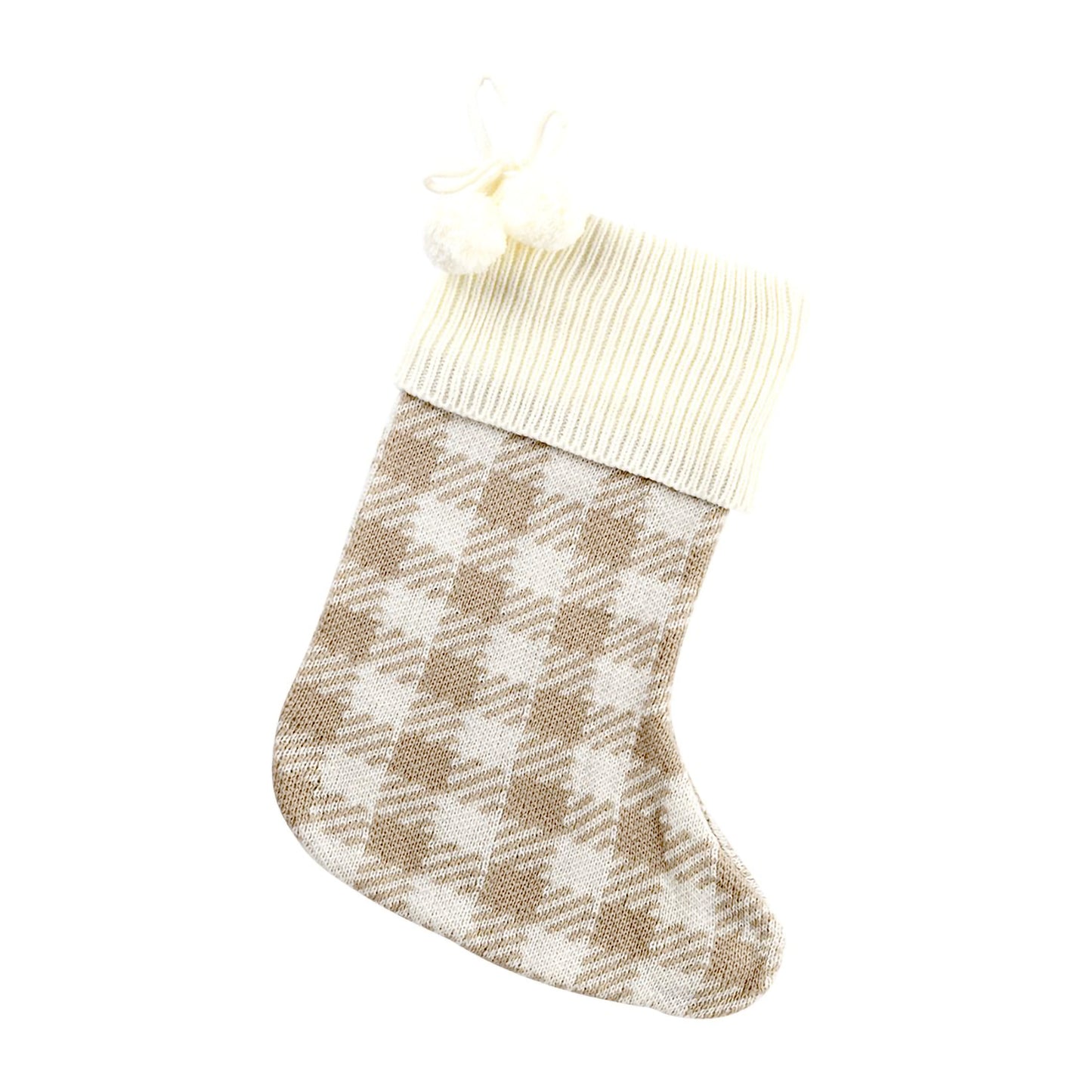 Tan Plaid Knit Stocking