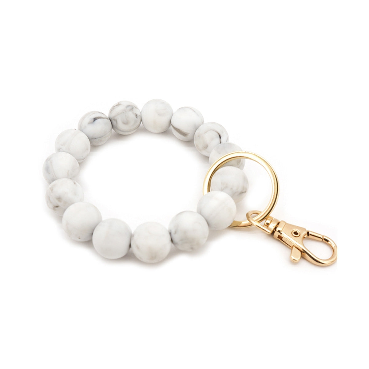 White Beaded Keychain Bracelet