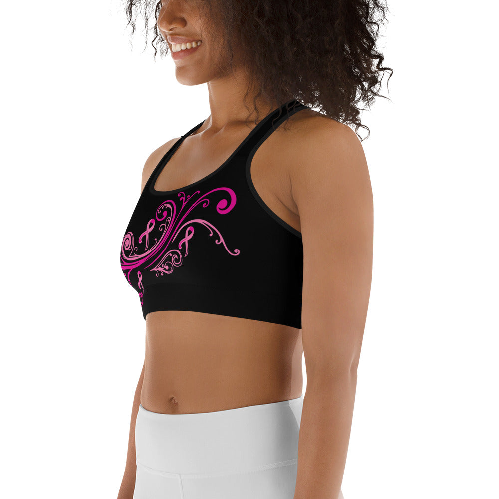 Pink Ribbon Swirl Sports Bra