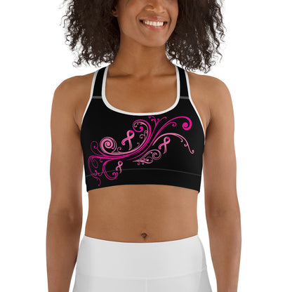 Pink Ribbon Swirl Sports Bra