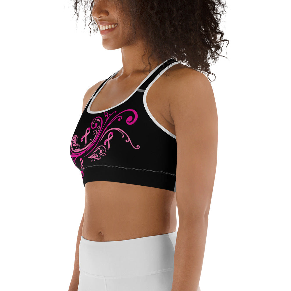 Pink Ribbon Swirl Sports Bra