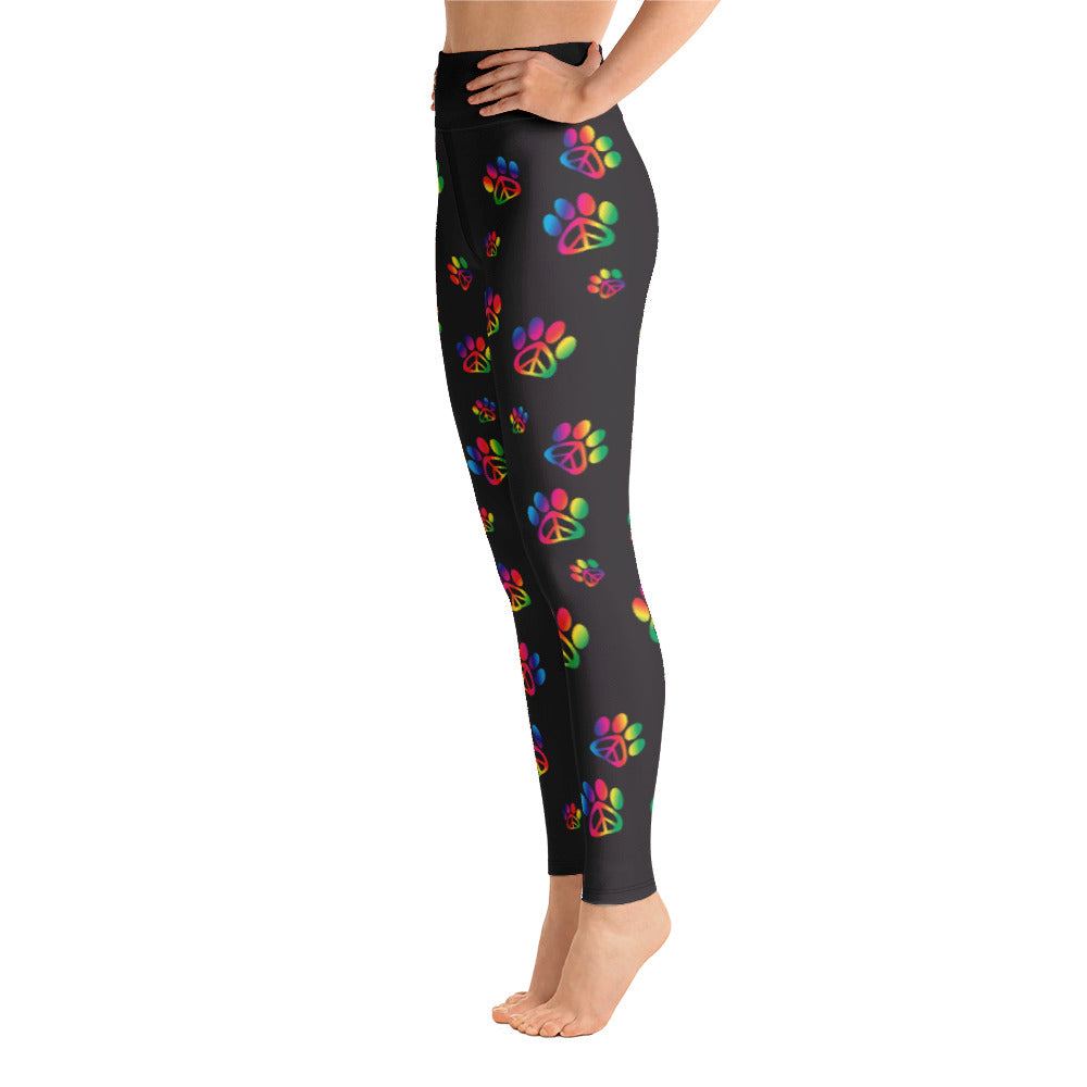 Rainbow Peace Paws Yoga Leggings