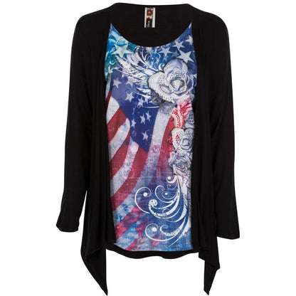 American Flag Roses Cardigan Top