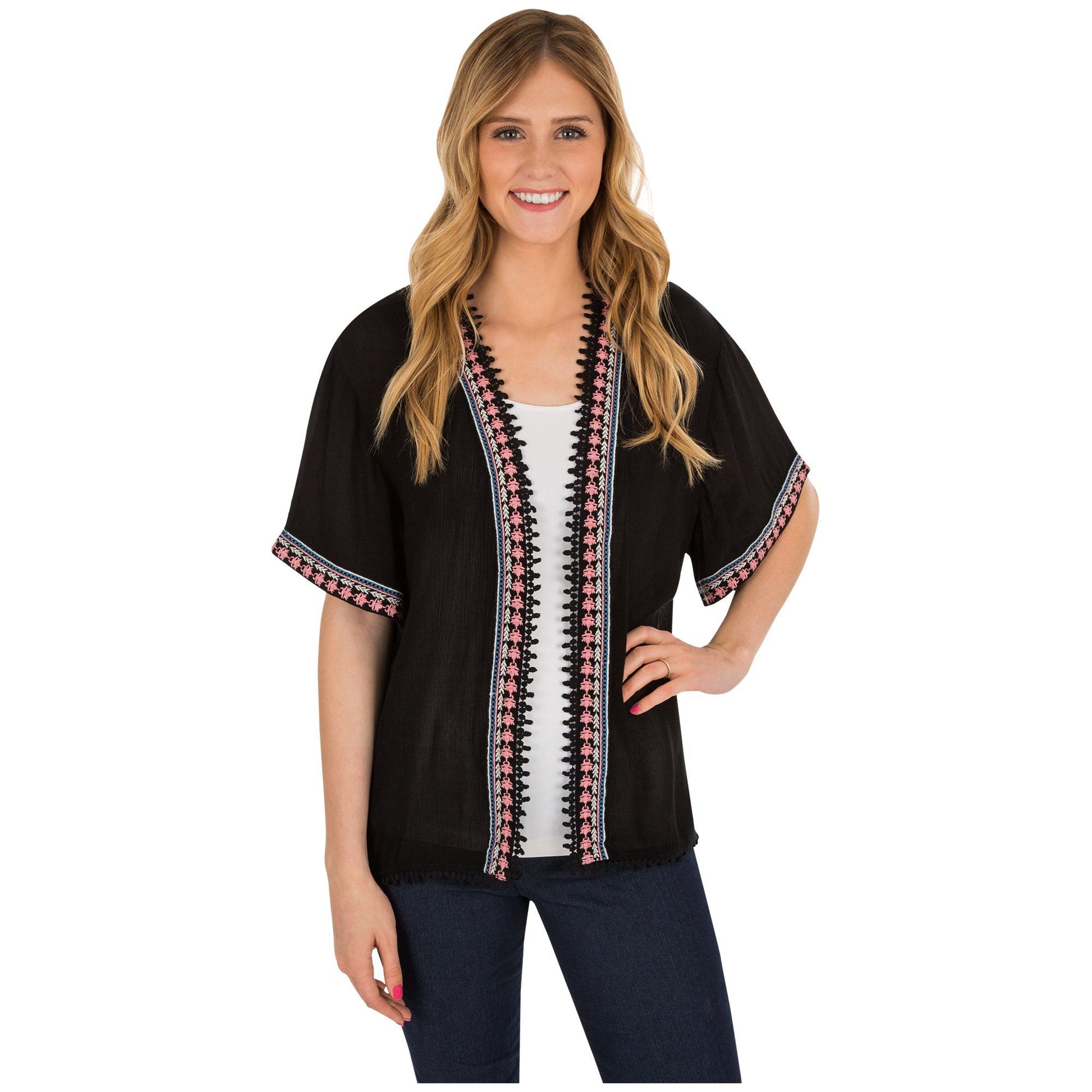 Lightweight Embroidered Kimono Cardigan