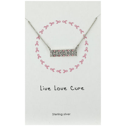 Live Love Cure Pink Ribbon Sterling Necklace