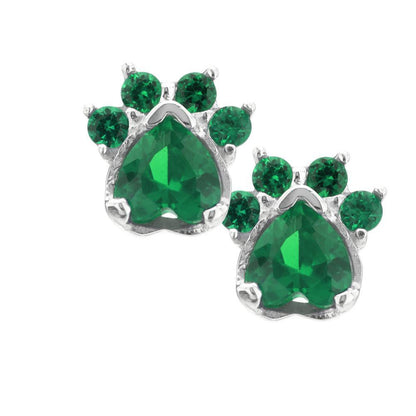 Paw Print Birthstone Earrings