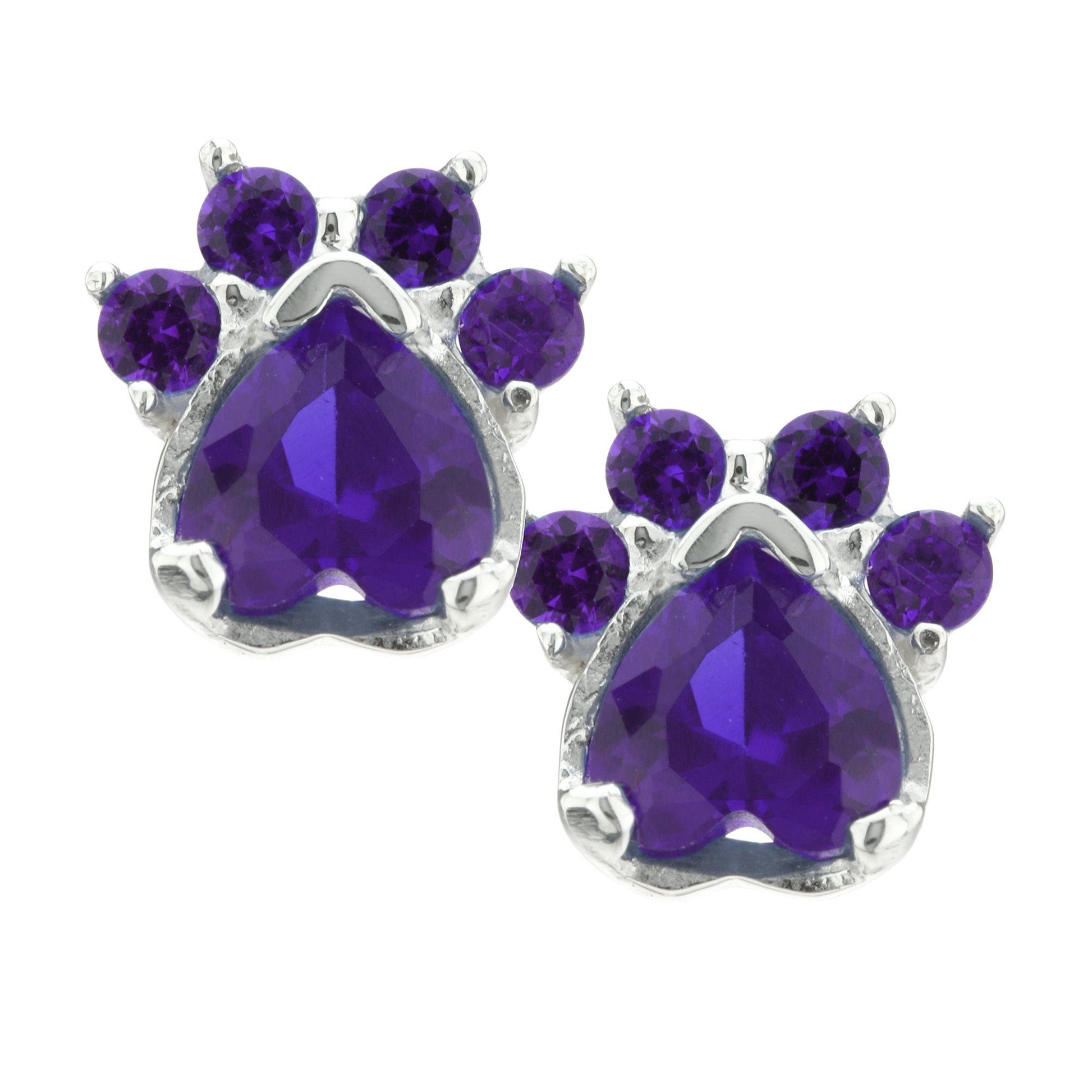 Paw Print Birthstone Earrings