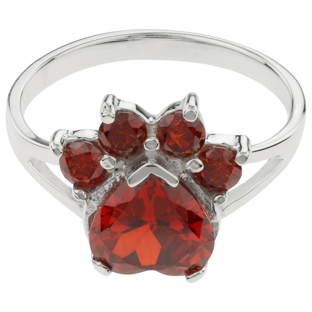 Paw Print Birthstone Sterling Ring | Fair Trade