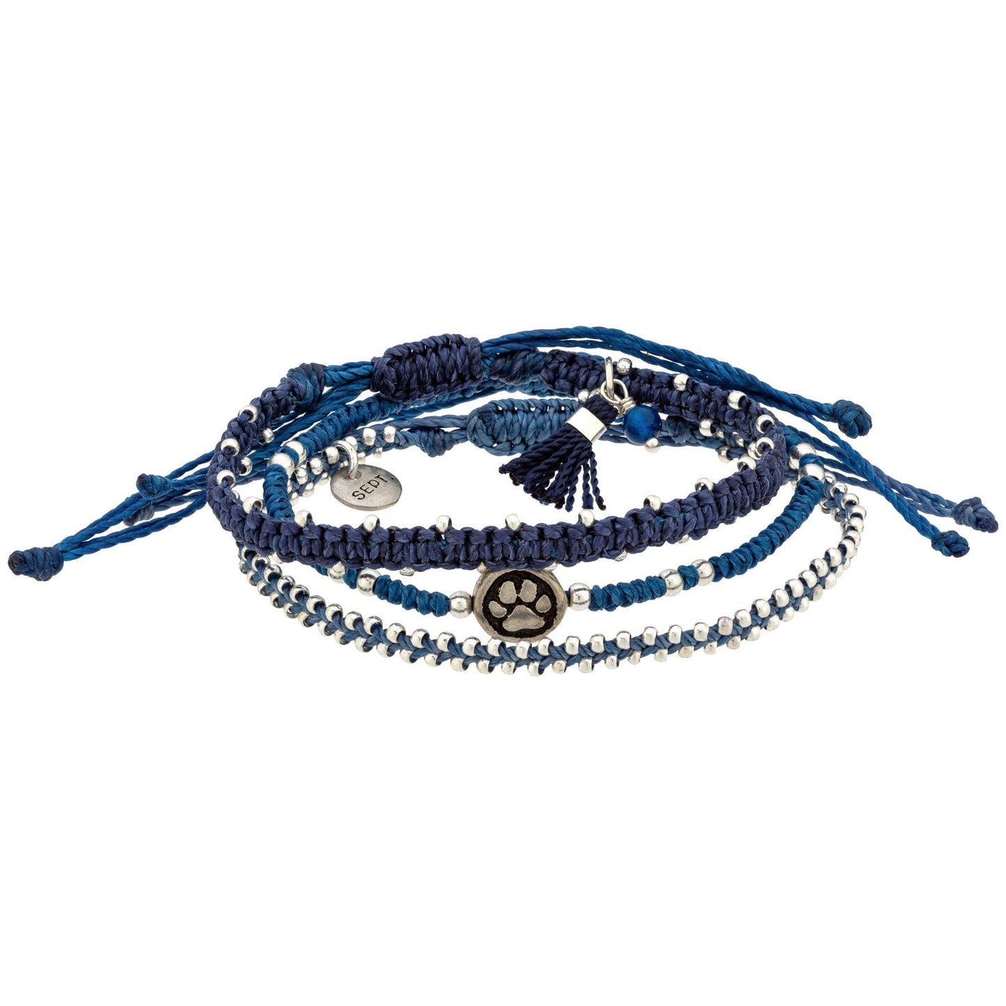 Paw Print Birthstone Woven Bracelet Set