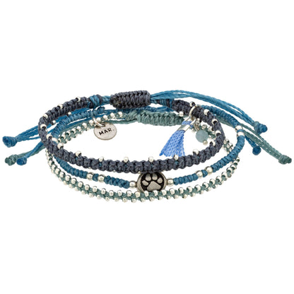 Paw Print Birthstone Woven Bracelet Set